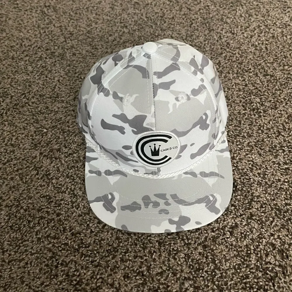Cash & Co baby white camo, baby ball cap. Never worn. Excellent condition